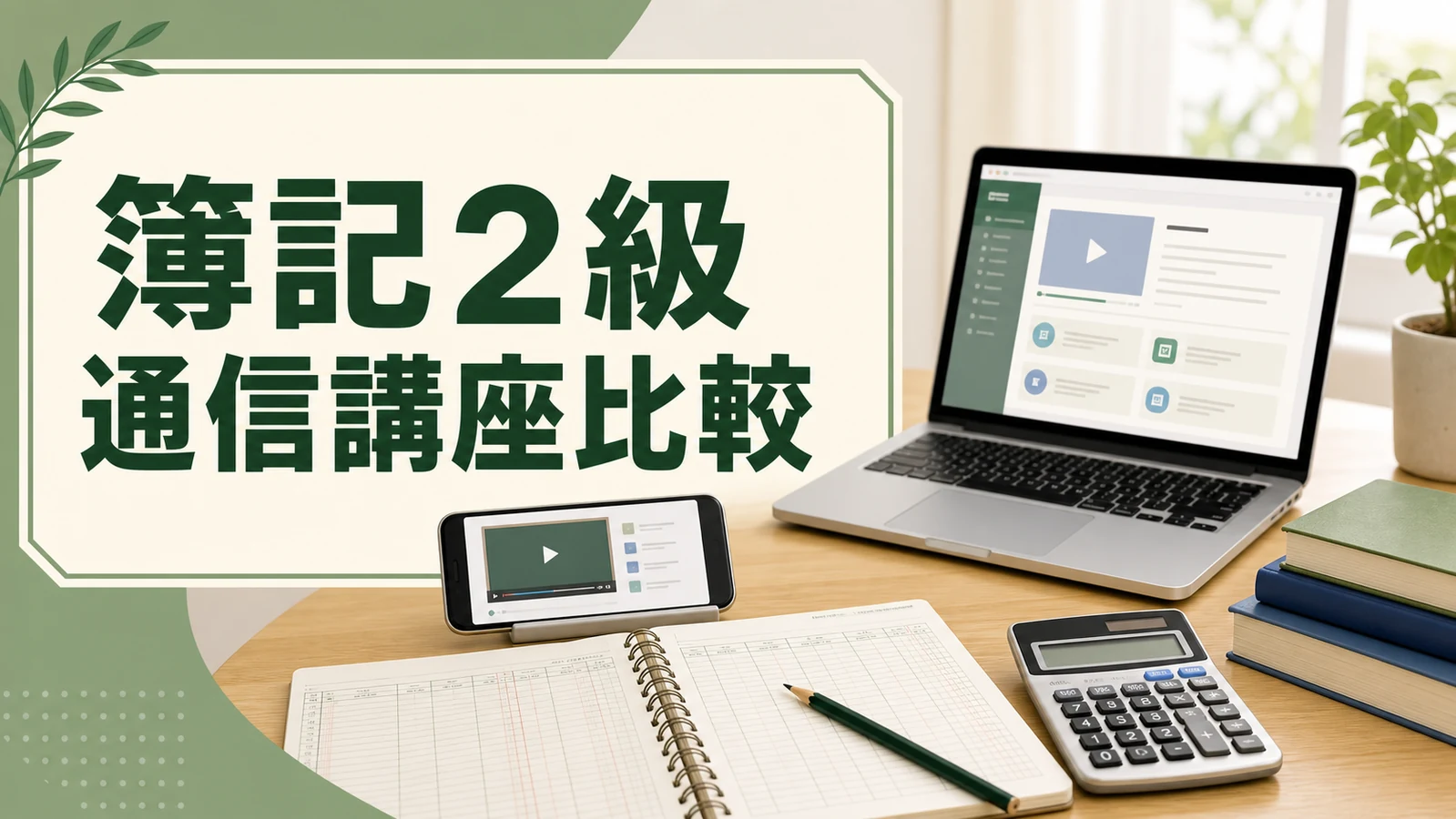 簿記2級の通信講座を比較する学習イメージ